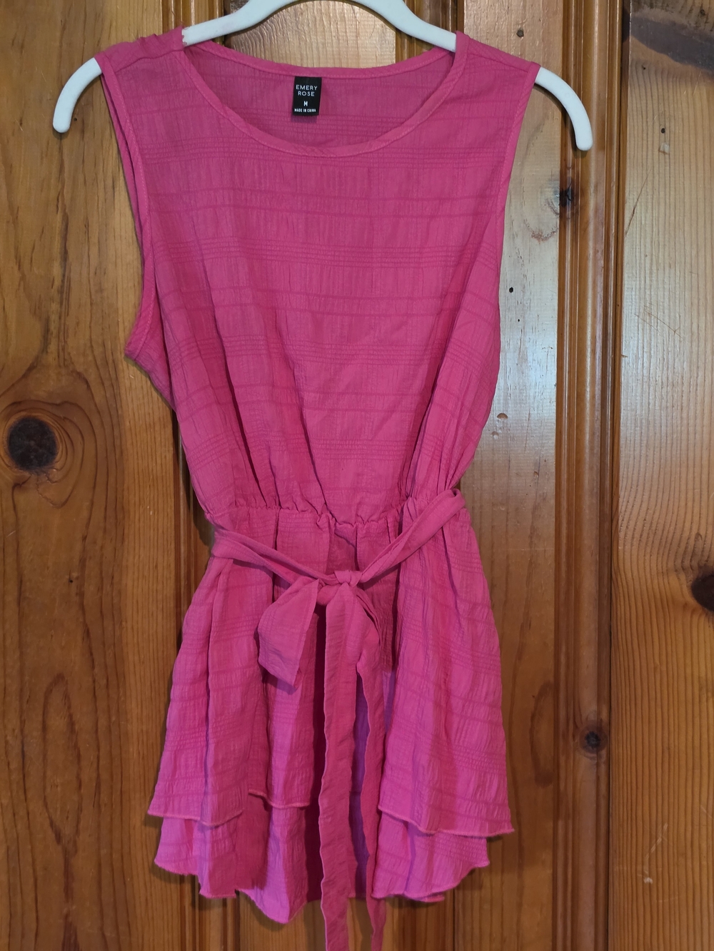 Emery Rose Fuchsia Sleeveless Tie-Waist Tunic
